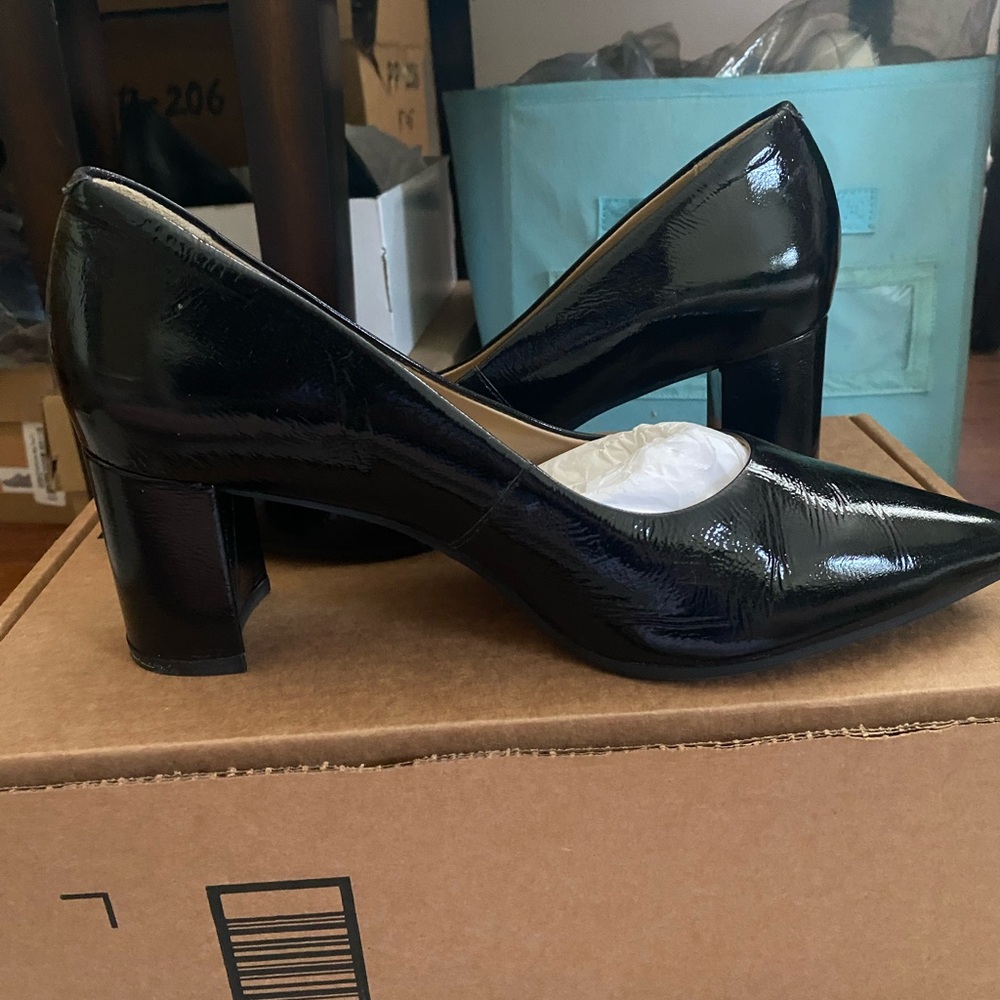 Joseph Black Patent Leather Heels